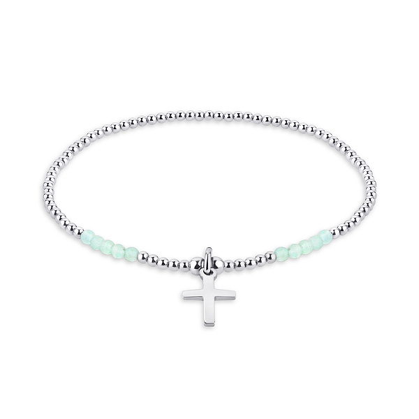 Срібний браслет з зеленими альпінітами (арт. 7509/3941аз) – зображення 1