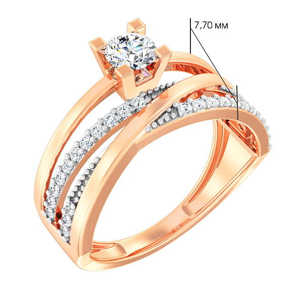 Золотое кольцо Синергия с фианитами (арт. 140818) – изображение 4