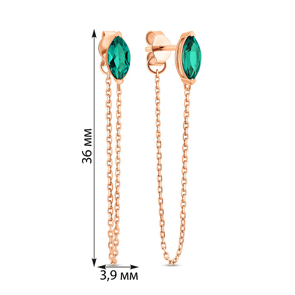 Золотые серьги-пусеты с кварцем (арт. 110094Пз) – изображение 5