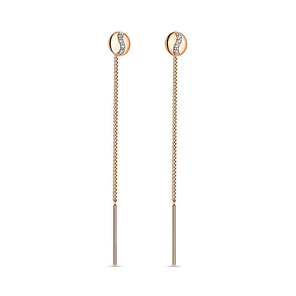 Золотые сережки-протяжки с фианитами (арт. 110827/1) – изображение 1
