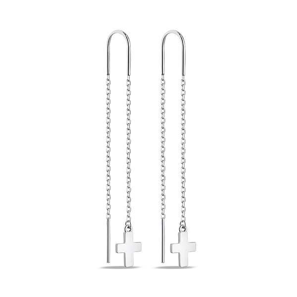 Длинные серебряные серьги Крестик (арт. 7502/9745) – изображение 1