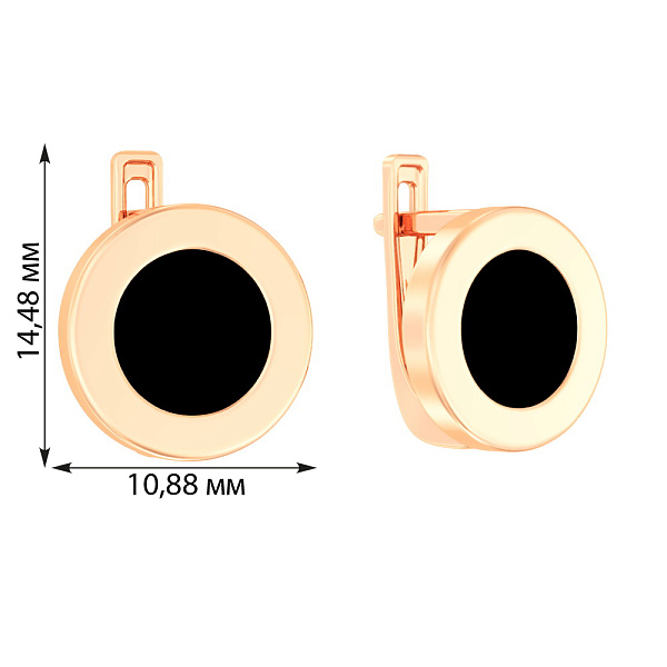 Сережки Лýна из красного золота с черной эмалью (арт. 111145ч) – изображение 2