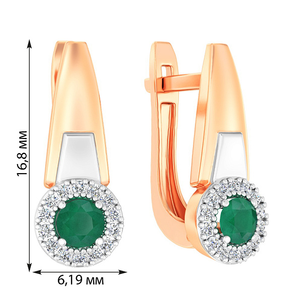 Золотые серьги с изумрудом и бриллиантами (арт. С011065и) – изображение 2