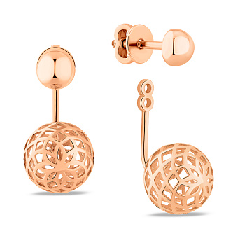 Серьги-джекеты из красного золота (арт. 1101125)