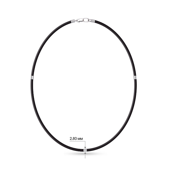 Ювелірний шнурок з каучуку з вставками з білого золота  (арт. 360126б) – зображення 2