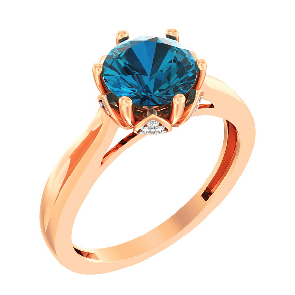 Золота каблучка з топазом лондон і фіанітами (арт. 141050Пл) – зображення 1