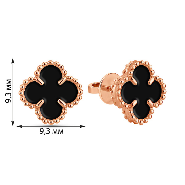 Золотые серьги с ониксом (арт. 1101198о) – изображение 2