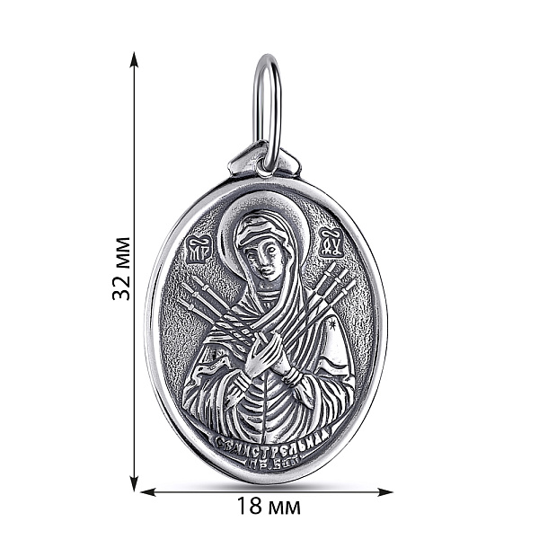 Срібна ладанка Божа Матір Семистрільна (арт. 7917/3374-ч) – зображення 2