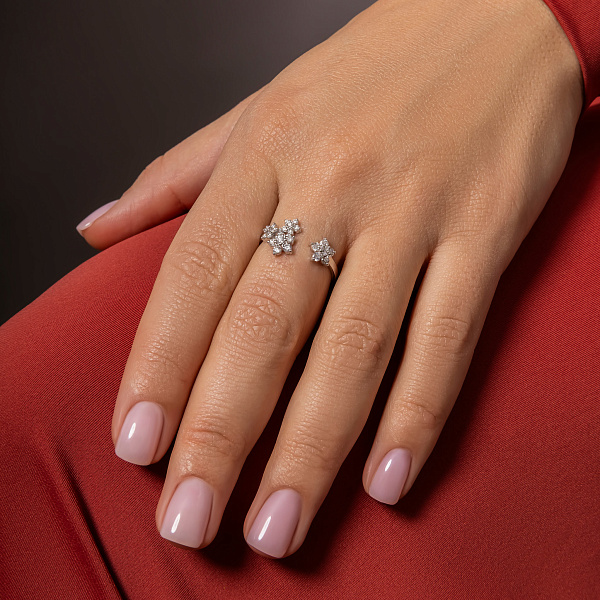 Золотое кольцо Цветы с бриллиантами (арт. К011619040б) – изображение 4