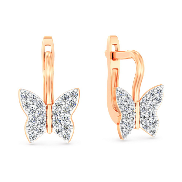 Золоті сережки Метелики з фіанітами (арт. 110044) – зображення 1