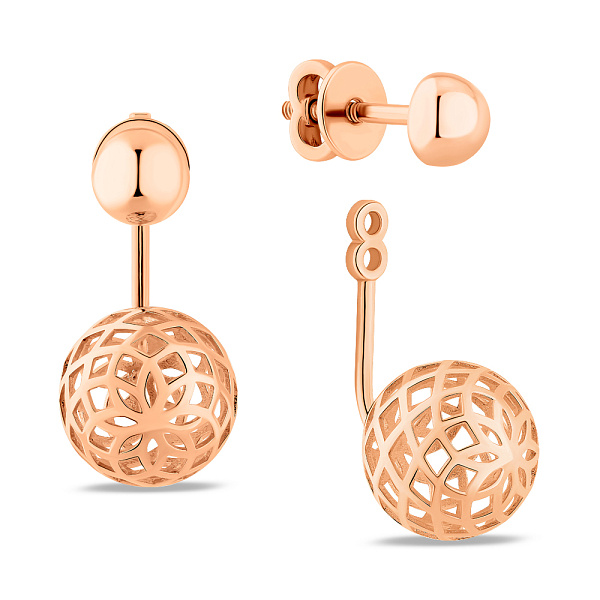 Серьги-джекеты из красного золота (арт. 1101125) – изображение 1