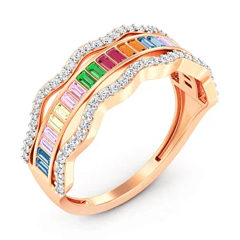 Каблучка з червоного золота з фіанітами (арт. 141354цв)