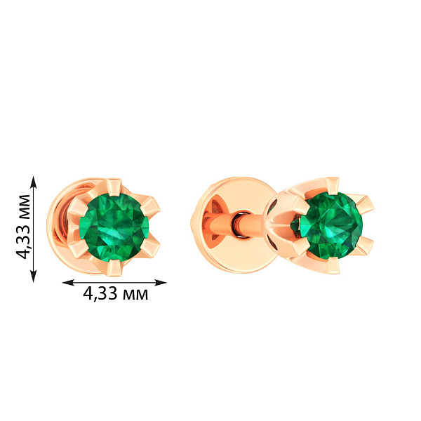 Золотые серьги пусеты с изумрудами  (арт. Т011003и) – изображение 3