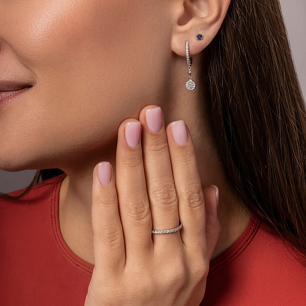 Золоті сережки пусети з сапфіром (арт. Т011089бс) – зображення 4