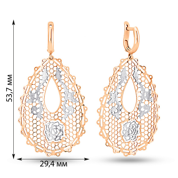 Серьги из красного золота с родированием (арт. 102778) – изображение 2