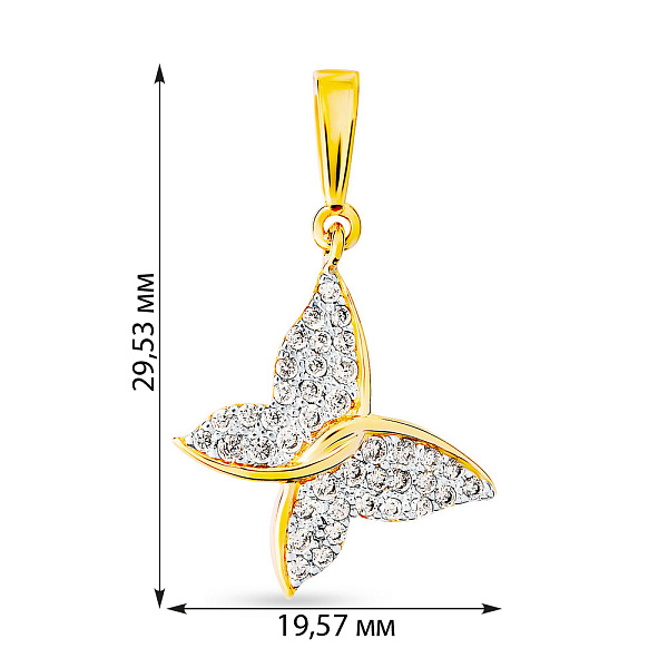 Золотий підвіс Метелик з фіанітами (арт. 440336ж) – зображення 2
