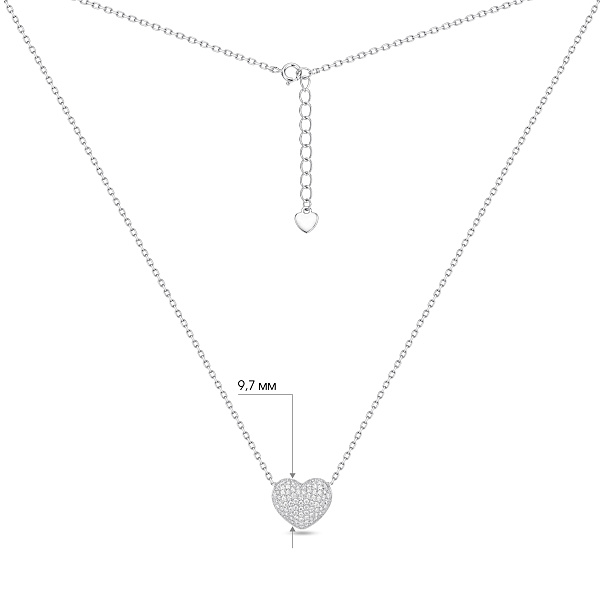 Серебряное колье с подвеской сердечко с фианитами (арт. 7507/2611) – изображение 3