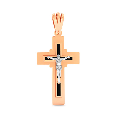 Золотой крестик с распятием и эмалью (арт. 501734еч)