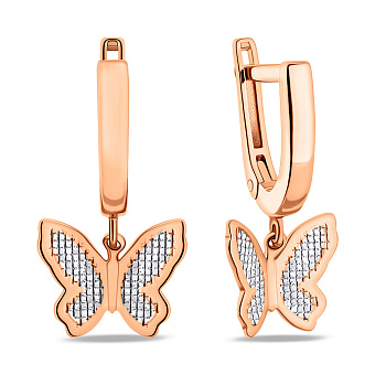 Фото Золотые серьги Бабочки (арт. 110471)