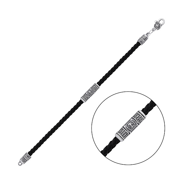 Серебряный браслет с шелковой нитью (арт. 7309/266брю) – изображение 1