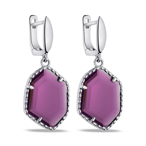 Серебряные серьги-подвески с кварцем (арт. 7502/2640Пкф) – изображение 1