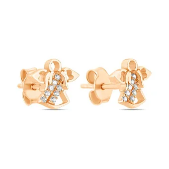 Золоті пусети «Янголи» з фіанітами (арт. 106495)