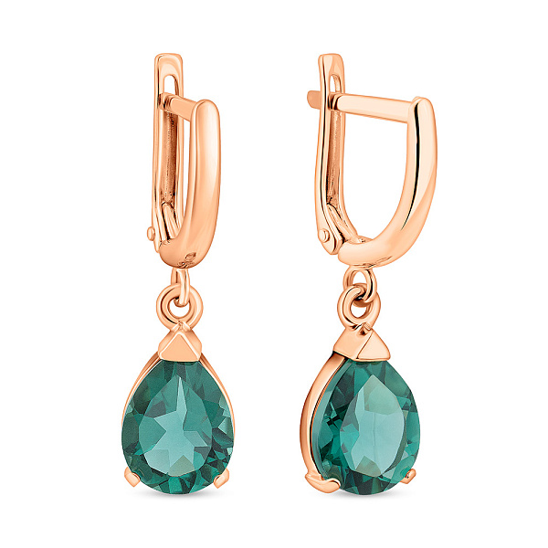 Сережки-подвески из красного золота с кварцем (арт. 110145Пз) – изображение 1