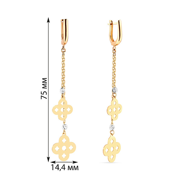 Сережки-підвіски з жовтого золота (арт. 106514ж) – зображення 2