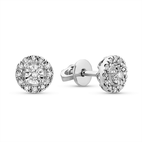 Золотые серьги пусеты с бриллиантами (арт. Т011718020б) – изображение 1