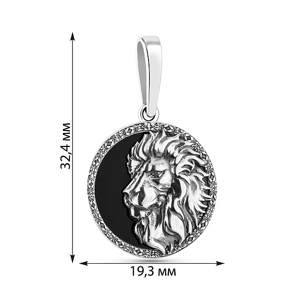Срібний кулон Лев з оніксом (арт. 7903/2490олв) – зображення 2