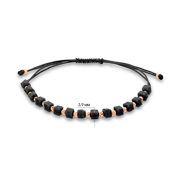 Браслет на нити с ониксом и золотыми вставками (арт. 340078чоч) – изображение 3