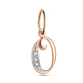 Золотая подвеска Буква О с фианитами (арт. 440290)