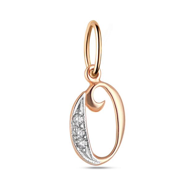Золота підвіска Літера О з фіанітами (арт. 440290) – зображення 1
