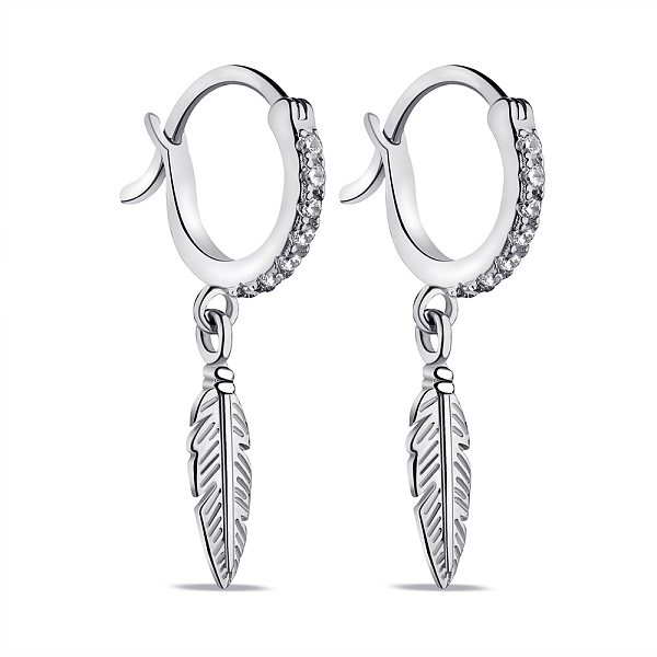 Серебряные серьги Перо с фианитами (арт. 7502/9325) – изображение 1