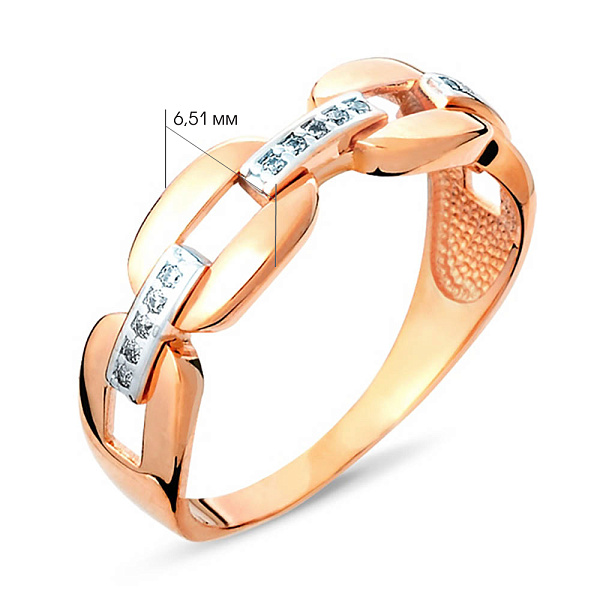 Золотое кольцо Звенья с фианитами (арт. 140690) – изображение 3