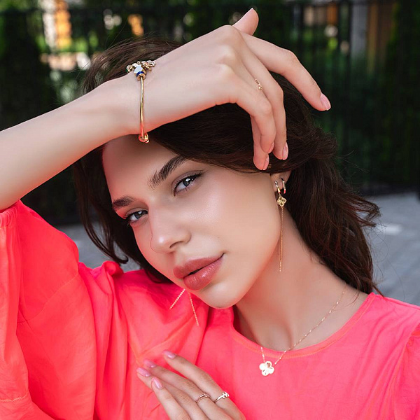 Браслет из желтого золота с эмалью и фианитами (арт. 323081жеП5) – изображение 4