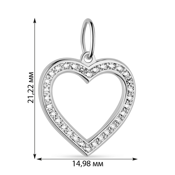 Подвеска из белого золота "Сердце" с фианитами  (арт. 424474б) – изображение 2