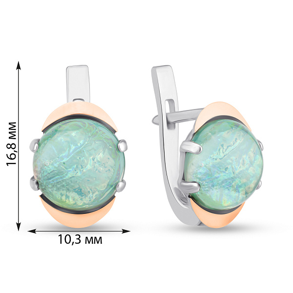 Срібні сережки з опалом і золотою накладкою (арт. 7202/242Позсп) – зображення 2