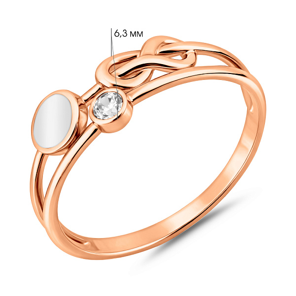 Кольцо из красного золота с эмалью и фианитом (арт. 140964еб) – изображение 2