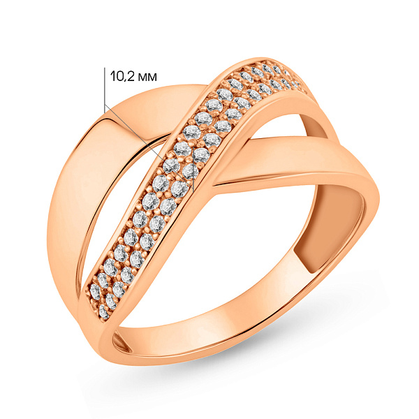 Кольцо из красного золота с фианитами (арт. 156064) – изображение 4