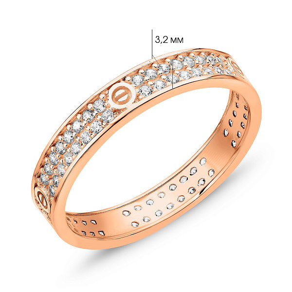 Кольцо из красного золота с фианитами (арт. 155635) – изображение 2
