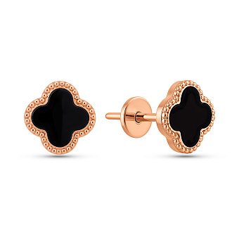 Золотые серьги-пусеты с эмалью (арт. 2190425101)