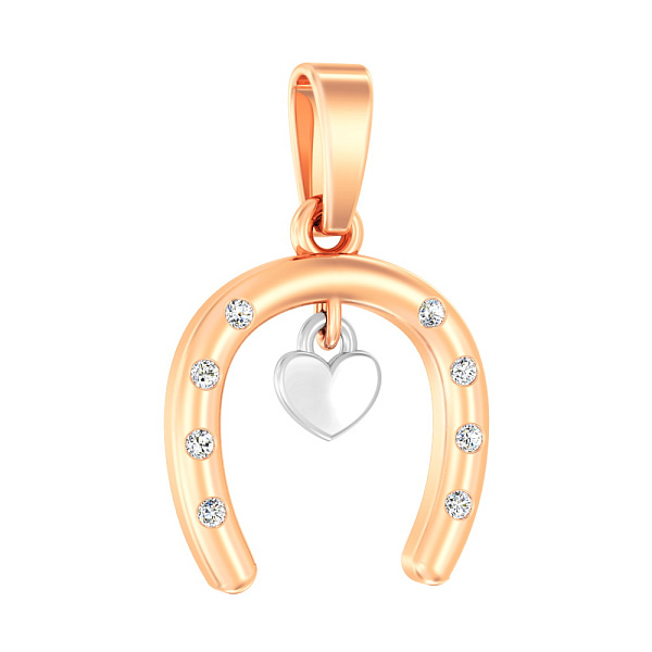 Золота підвіска Підкова з фіанітами (арт. 440603) – зображення 1
