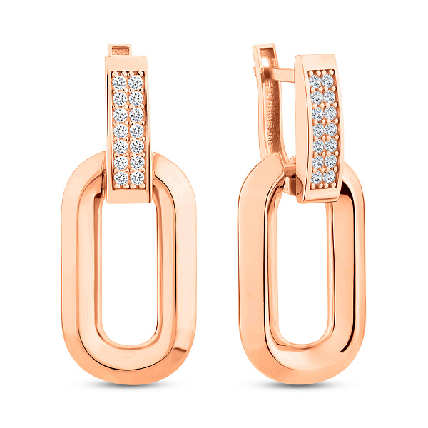 Серьги-подвески из красного золота с фианитами (арт. 1091705) – изображение 1