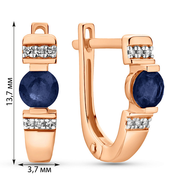 Сережки из золота с сапфиром и бриллиантами (арт. С011067с) – изображение 2