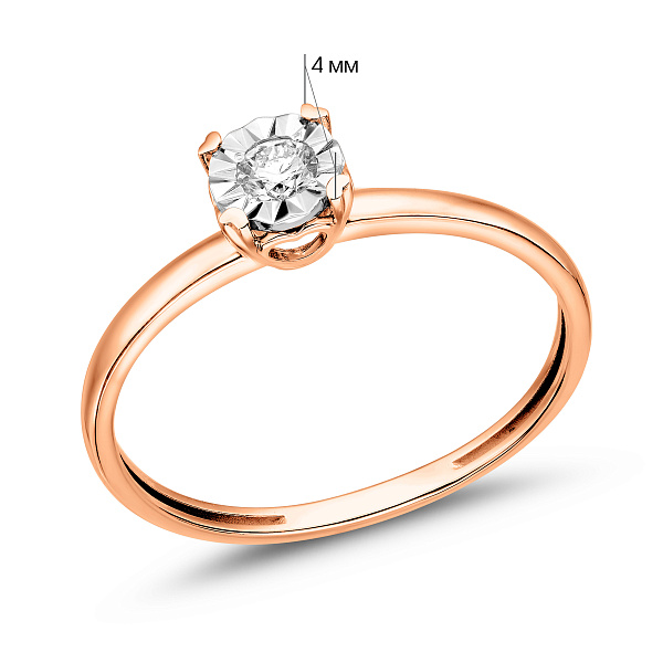 Золотое кольцо с бриллиантом (арт. К011673010) – изображение 2