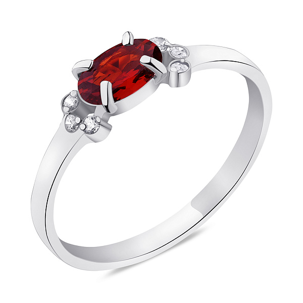 Срібна каблучка з червоним альпінітом і фіанітами (арт. 7501/937аккю) – зображення 1