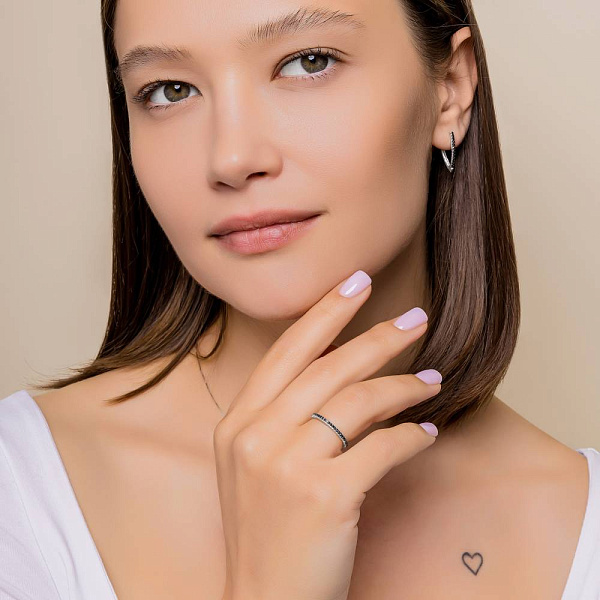 Каблучка з білого золота з чорними діамантами (арт. К011123005бч) – зображення 3