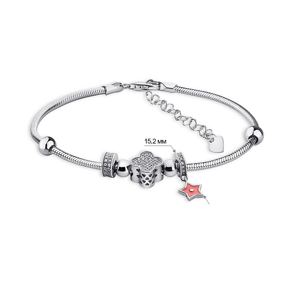 Браслет серебряный с эмалью и фианитами (арт. 7509/4711ер) – изображение 2