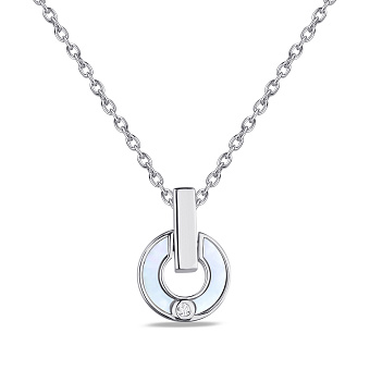 Колье из серебра с перламутром и с фианитом (арт. 7507/1641п)